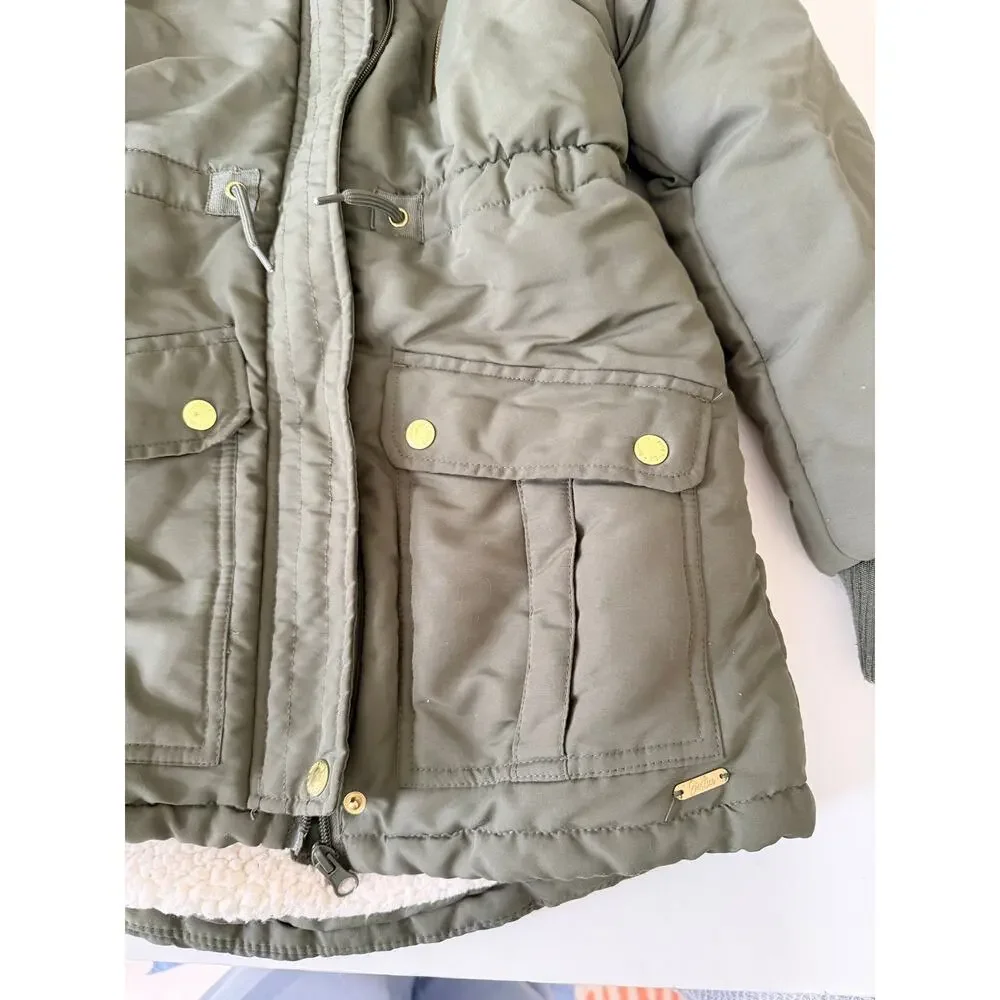 Justice Girls Olive Green Sherpa Lined Winter Parka